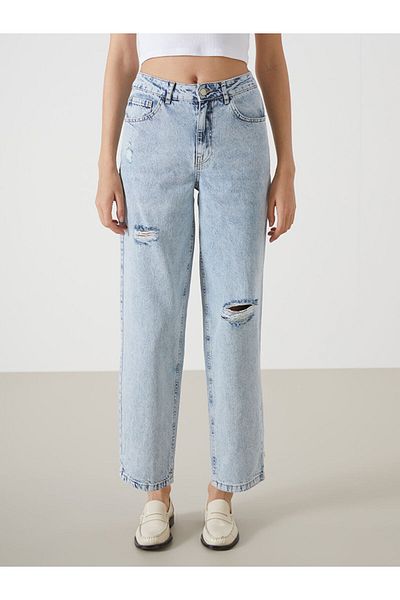 LC Waikiki New Season Boyfriend Ripped Detailed Women's Jean Trousers - S52262Z8