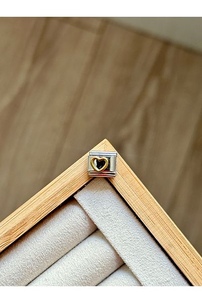 YOUES JEWELRY Italian Charm Stainless Steel Charm Attachment Link Gold Heart Charm 9 mm