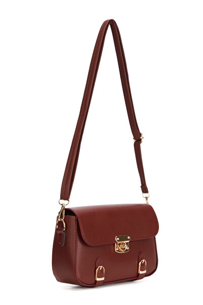 Adelina Bags Γυναικεία τσάντα χειρός και ώμου σε μπορντό χρώμα με λεπτομέρεια...
