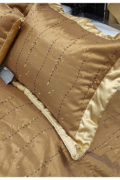 WILITTON Lüx Abiye Battal Çift Kişilik Yatak Örtüsü (270X280)-bihter Hardal