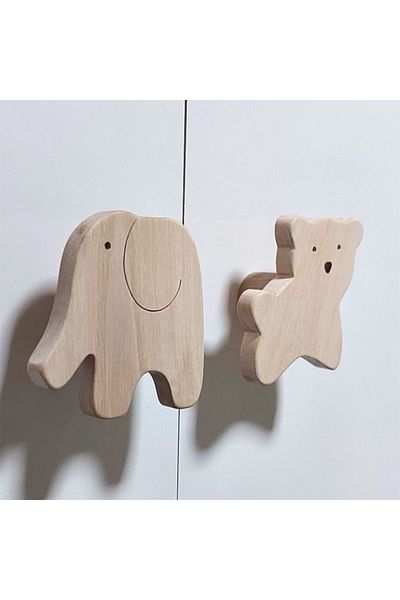 MİESSA Mâner dulap ursuleț 2 bucăți mâner dulap pentru camera copiilor, mâner sertar cu figură elefant