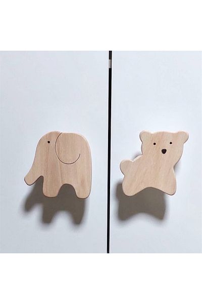MİESSA Mâner dulap ursuleț 2 bucăți mâner dulap pentru camera copiilor, mâner sertar cu figură elefant