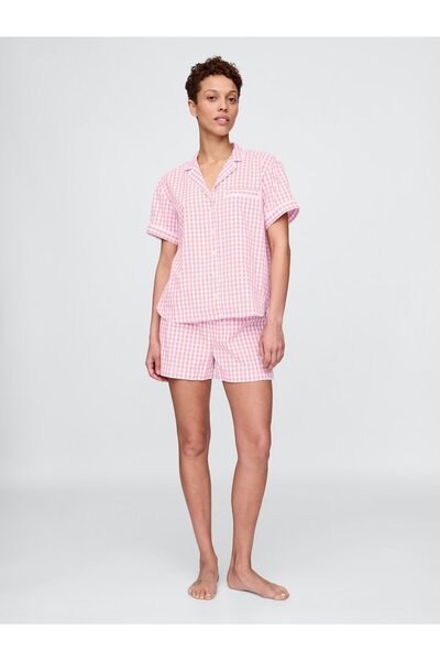 GAP Kadın Pembe Poplin Pijama Üstü