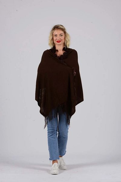 Mandaş Σάλι Angora Pompom 60x180 - Σκούρο Καφέ