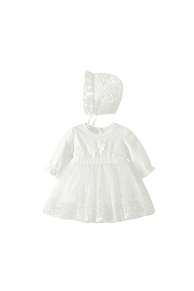 nannie Teresa White Dress for Girls - 12-18 months