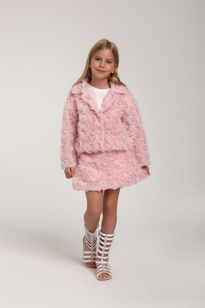 Escabel بدلة بناتي مع تنورة وردية - وردي