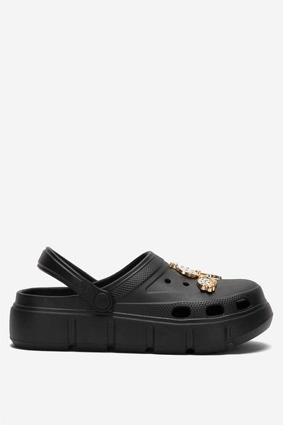 Liger Sandale negre pentru damă, cu talpă înaltă, Stone Comfort