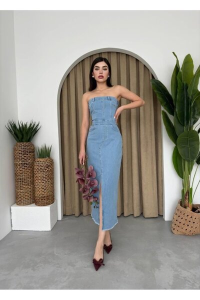 SGM BUTİK فستان كينديم فاشون سونيك بدون حمالات