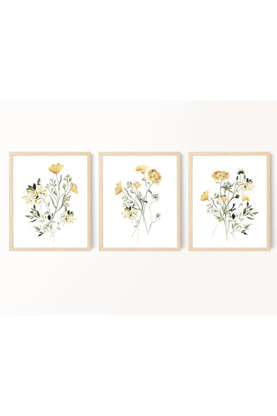 FORONEUS Decorative Wildflower Bouquet 3-piece mdf Table Set