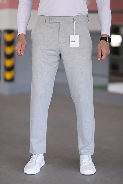 hello7 Men's Light Grayquality Lycra Italian Cut Suitable for Every Environment Stylish and Comfortable Short Tongue Fabric Trousers