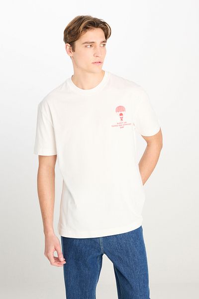 Lee Tricou alb 100% bumbac, cu croiala largi, cu decolteu rotund