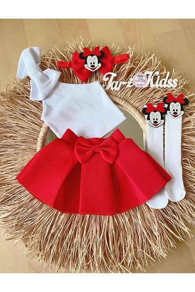 EBRU ÖZÖRGÜCÜ Girl's Crop Body Skirt Socks Bandana Set 4 Pieces