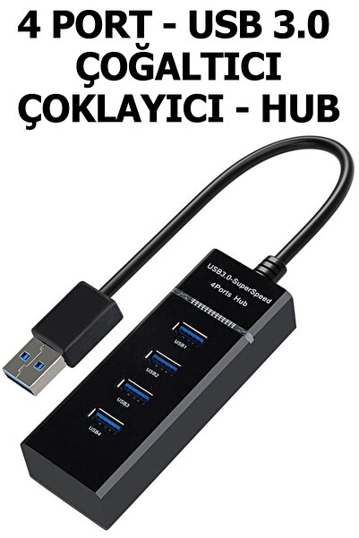 Plus Bilişim Usb Çoklayıcı Çoğaltıcı Usb 3.0 4 Portlu Çoklayıcı Usb Hub, Switch 30cm Kablolu Usb 3.0 - 5gbit/sn