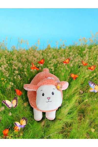 Mellito Cute Salmon Color Lamb Plush Toy Sleeping Companion and Gift Chubby Lamb 30 cm Toyzz