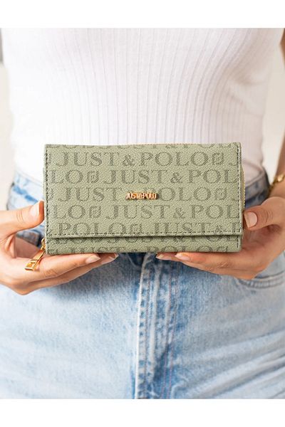 Just Polo Women's Wallet with 8 Card Bolts Vinyl Covered Bolme Zipper Flip