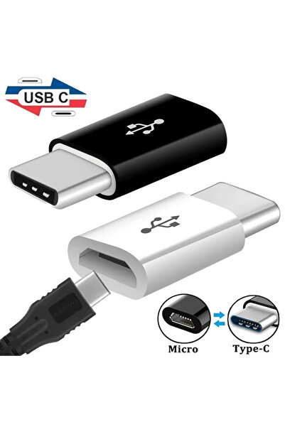 Derwell Micro To Type-c Usb Dönüştürücü Otg Çevirici Adaptör Şarj Kablosu Adapteri Beyaz 3 Adet
