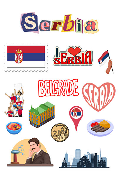 ANSHA CRAFTS Sırbistan Sticker Seti Bullet Journal - Ajanda - Planner - Defte...