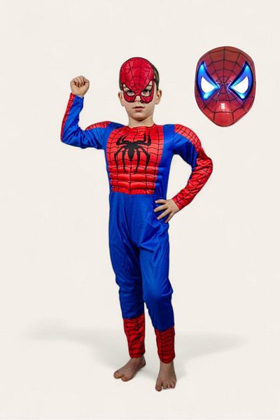SEDİRLİ Superhero Muscular Lighted Masked Spider Child Man Birthday Party Spider Muscular Costume