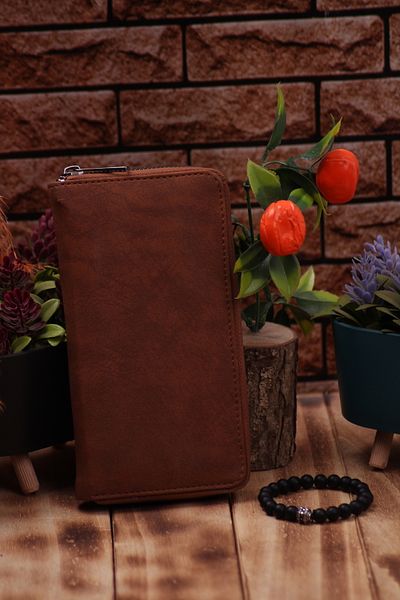 Ozka Leather Collection Πορτοφόλι Unisex Long Leather Card Holder - Portfolio με θήκη τηλεφώνου & δώρο βραχιολάκι