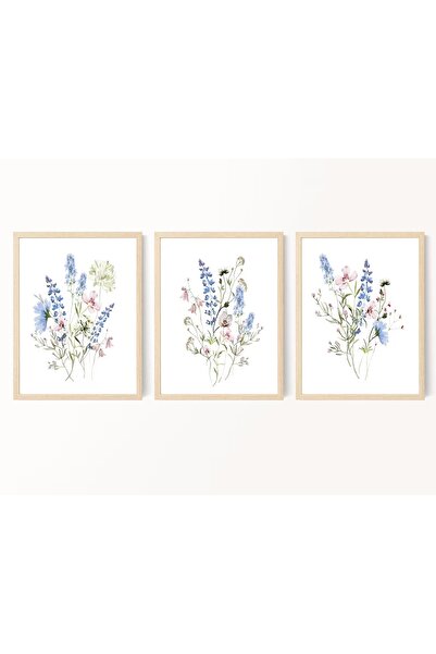 FORONEUS Декоративен букет от диви цветя, комплект от 3 картини от МДФ