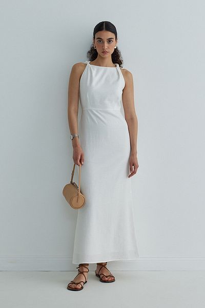 Suud Collection Φόρεμα Ecru Breeze με κόμπους ώμους