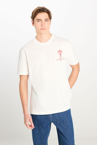 Lee Tricou alb 100% bumbac, cu croiala largi, cu decolteu rotund