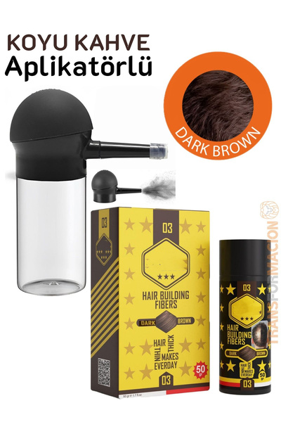 Transformacion Aplikatörlü Saç Dolgunlaştırıcı Fiber Topik Toz KOYU TON KAHVE...