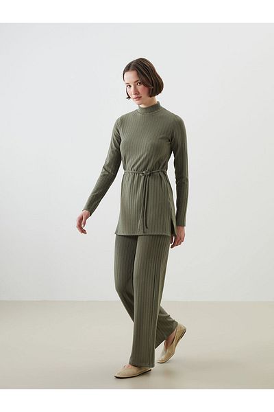 LC Waikiki Lcw Women's Elastic Waist Textured Trousers Fast Fashion