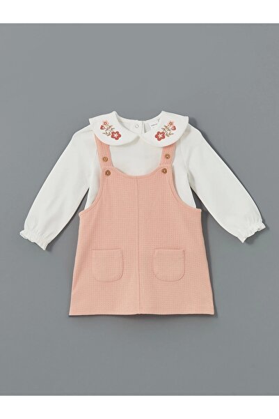LC Waikiki Lcw Baby Pembe Bebe Yaka Kız Bebek Bluz Ve Elbise 2'li