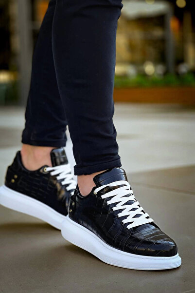 Butik Kb047 Kuback Black Crocodile Casual Men's Shoes