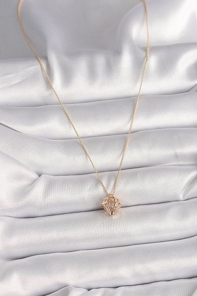 Skygo Brass Gold Color 3D Zircon Stone Diamond Model Women's Necklace - Tj-Bko9829