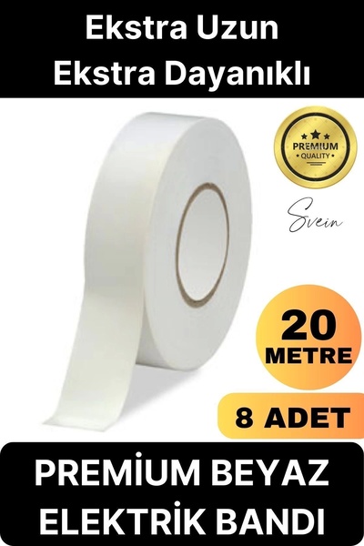 Svein 8 Adet Premium Kalite 20 Mt Kablo Yalıtım PVC Elektrik Bandı Dayanıklı ...