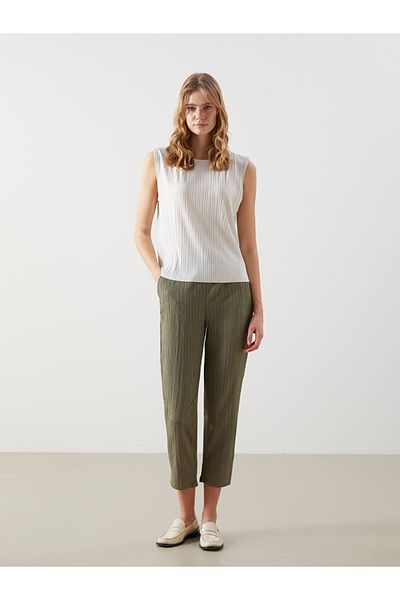 LC Waikiki Women's Linen Blended Pants with Elastic Waist