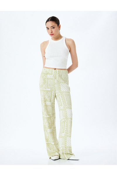 Koton New Season Wide Leg Elastic Waist High Waist Trousers Wrap