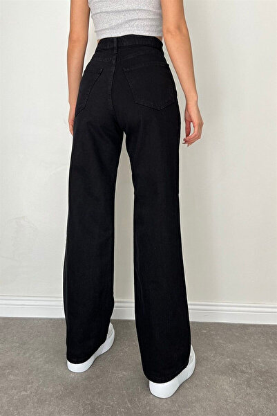 Geppetto A 1205454011 Black Women's Wide Leg Jeans