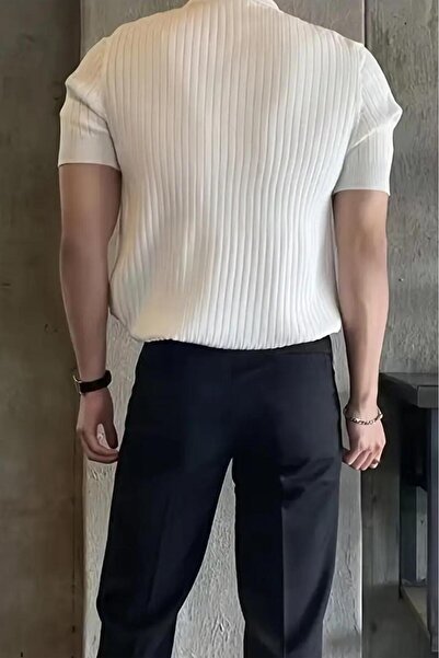 Oksit Ανδρικό πλεκτό μπλουζάκι Lorens ριγέ Lycra Slim Fit Polo γιακά