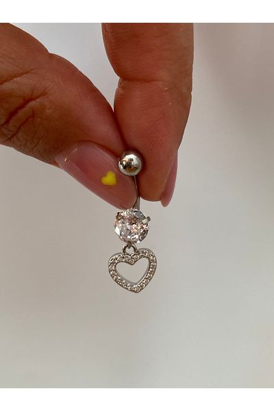kurukafagift Heart Belly Piercing Dangle Steel Zircon Stone