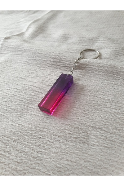 LuArte سلسلة مفاتيح على شكل حرف I من الإيبوكسي باللون الأرجواني والوردي