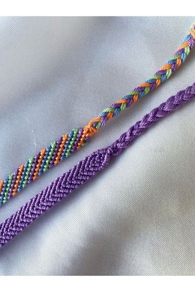 MELUSH Pastel Renkli Çizgili Desenli 2'li Örgü Bileklik Seti