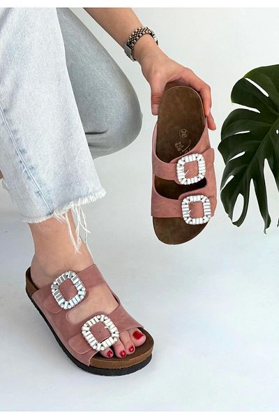 ECENAZELA Nool Powder Nubuck Slippers