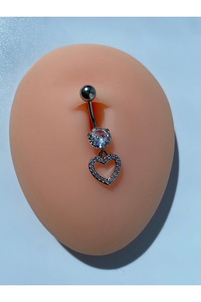 kurukafagift Heart Belly Piercing Dangle Steel Zircon Stone
