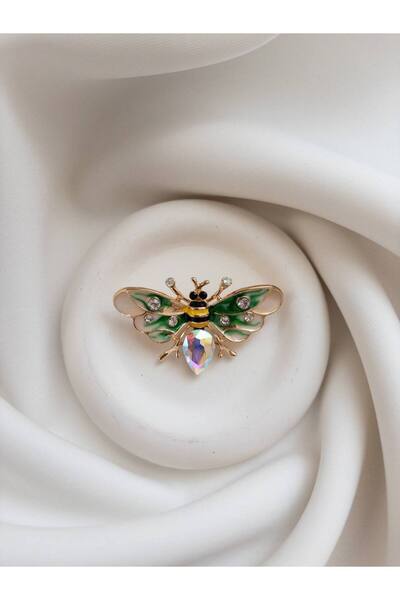 Minne Jewelry-Accessory Arı Figürlü Renkli Broş - Yaka İğnesi