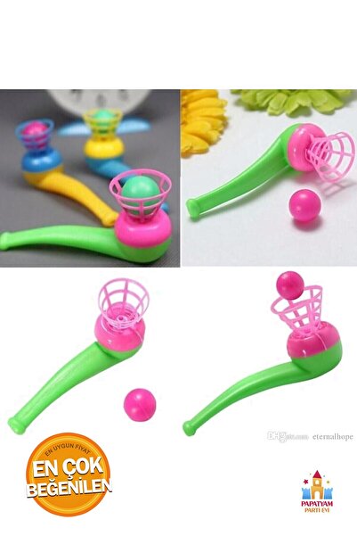 PapatyamPartiEvi Üflemeli Saksafon Top Pinyata İçi Top Pipo Şeklinde Üflemeli Oyuncak Top Farklı Renklerde 4 Adet
