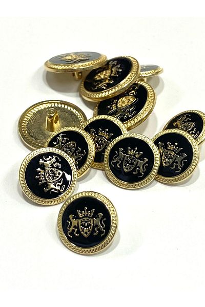 karantuhafiye Blazer Jacket Button Set – Double Lion Model (4+8 Set) Gold Black