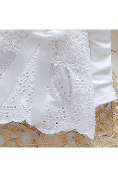 nannie White Embroidered Girls Dress - 0-3 months