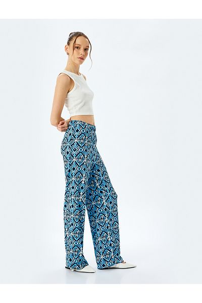 Koton Nou sezon Pantaloni largi cu talie înaltă cu imprimeu Wrap