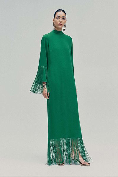 H&M Fringe-trimmed kaftan dress