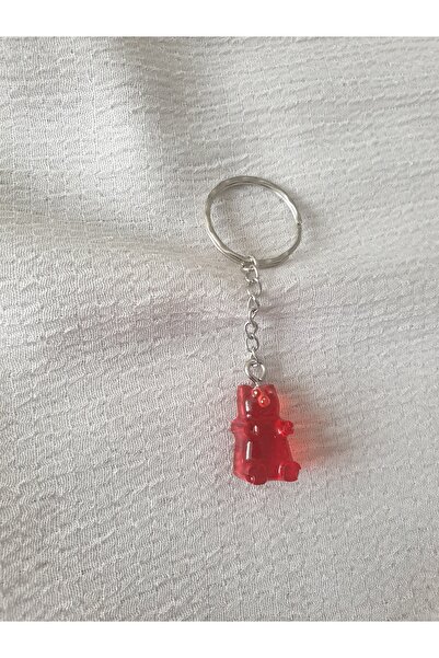 LuArte سلسلة مفاتيح على شكل دمية دب إيبوكسي باللون الأحمر