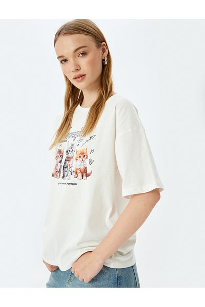 Koton Beige Oversized T-Shirt