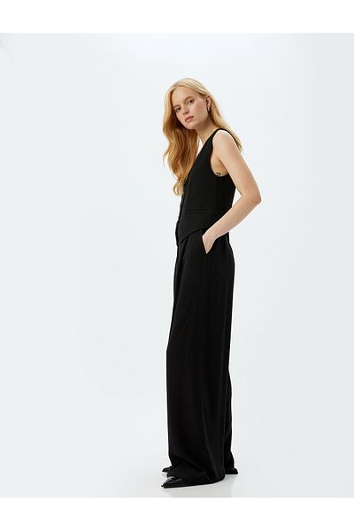 Koton New Season Linen Blended Wide Leg Baggy Fabric Trousers with Pockets